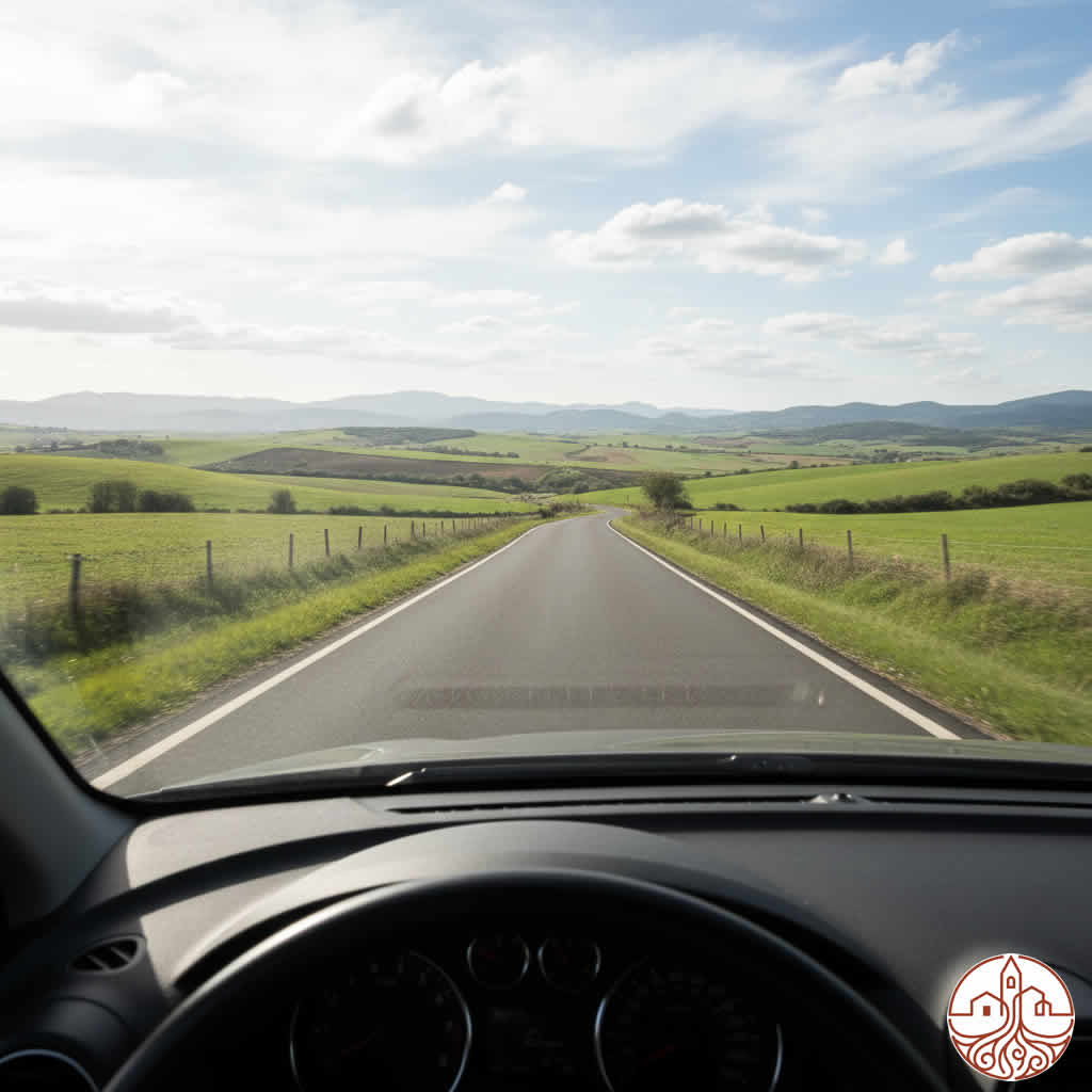 vista de carretera rural desde el coche