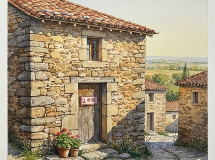 Casa de piedra en venta en un pueblo