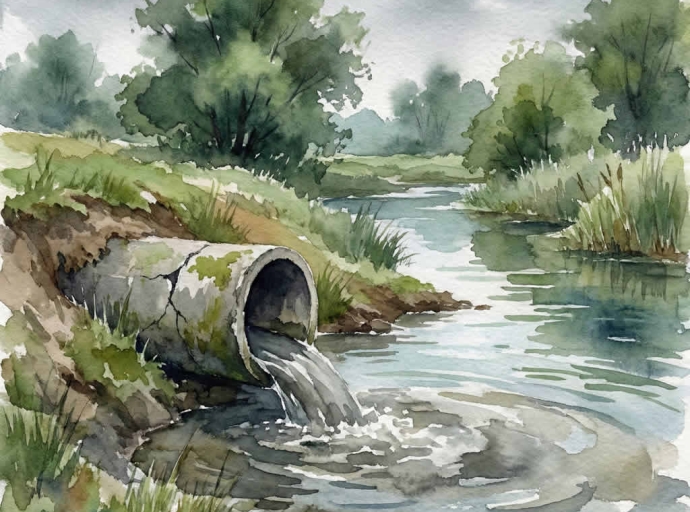 Tubería echando agua sucia a un río