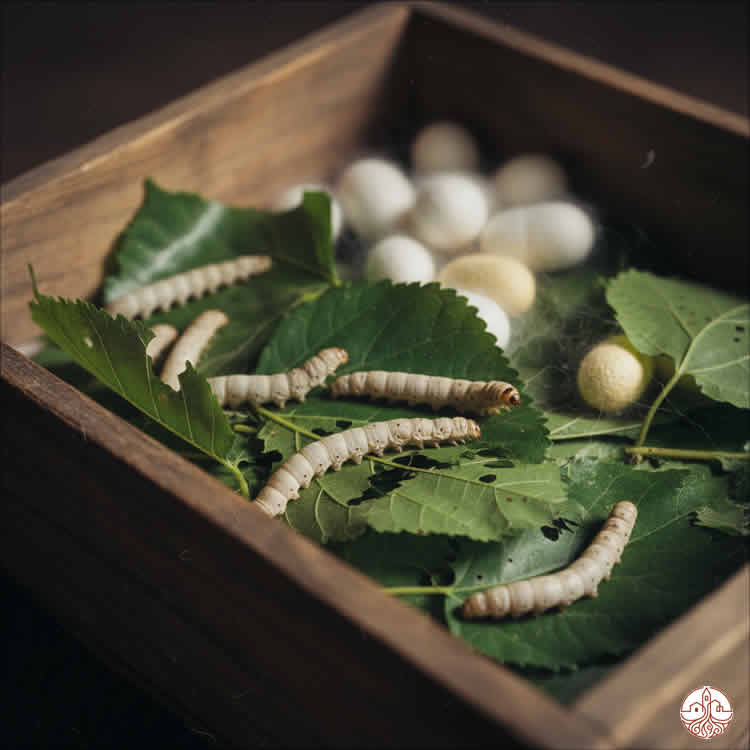gusanos de seda en caja