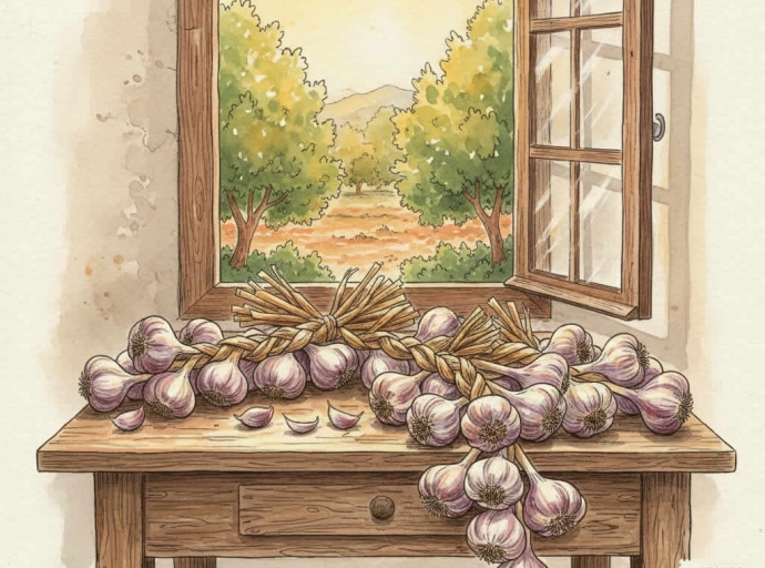Mesa con ajos