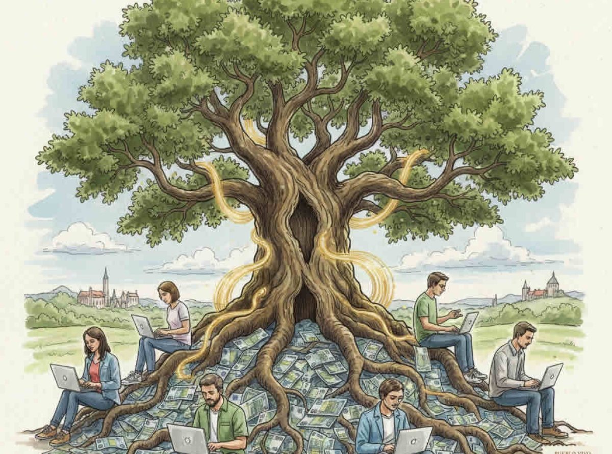 Roble con dinero de ráiz