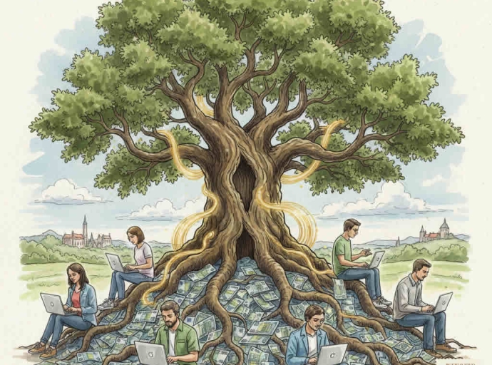 Roble con dinero de ráiz