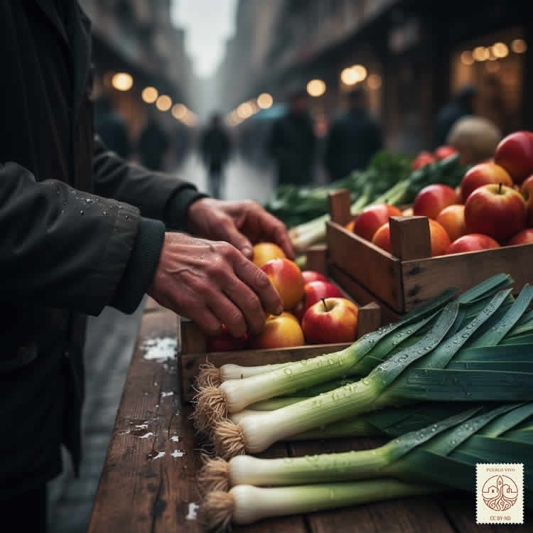 montando el puesto de madrugada