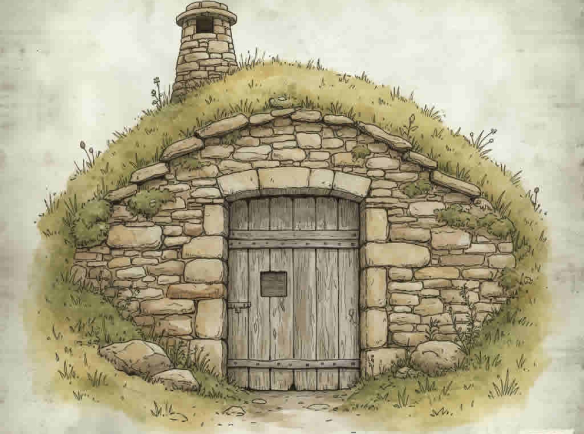 Entrada de bodega subterranea tradicional