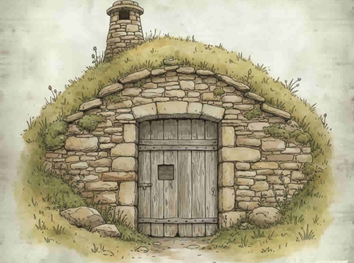 Entrada de bodega subterranea tradicional